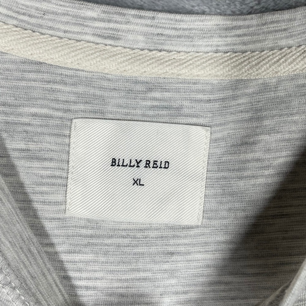 Billy Reid Mens Grey Space Dye Short Sleeve Henley Shirt XL Cotton Blend Peru - Picture 3 of 10
